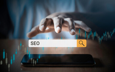 SEO or Searching Engine Optimizing on internet technology for business concept.