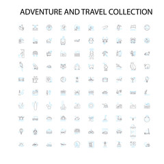 adventure and travel collection icons, signs, outline symbols, concept linear illustration line collection