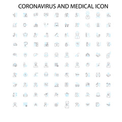 coronavirus and medical icon icons, signs, outline symbols, concept linear illustration line collection