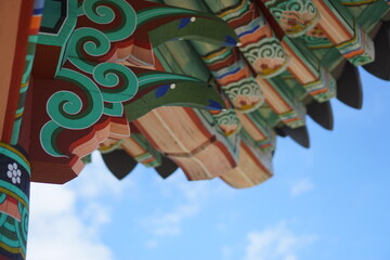 Harmony of blue sky and Korean pavilion