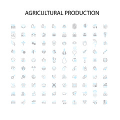 agricultural production icons, signs, outline symbols, concept linear illustration line collection