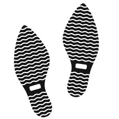 Boot black footprint. Human foot print.