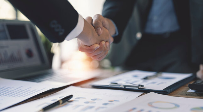 Business people handshake and business people. Successful business concept.