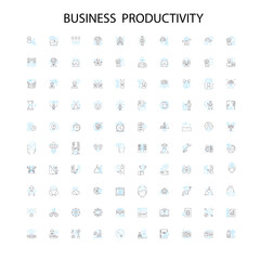 business productivity icons, signs, outline symbols, concept linear illustration line collection