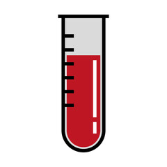 red fluid in a test tube, blood test sample icon vector