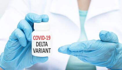 Doctor with a positive blood sample for the new variant detected of the coronavirus strain called covid DELTA. Research of new strains and mutations of the Covid 19 coronavirus in the laboratory