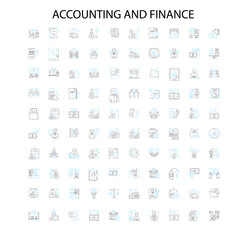 accounting and finance icons, signs, outline symbols, concept linear illustration line collection