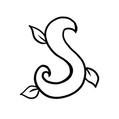 Letter S. Plant style alphabet