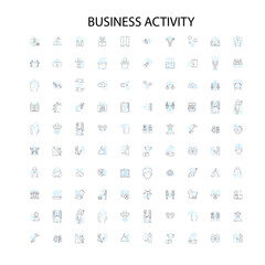 business activity icons, signs, outline symbols, concept linear illustration line collection