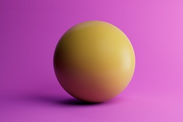 big yellow balloon on a purple background. 3d render