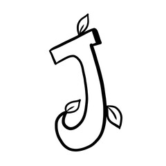 Letter J. Plant style alphabet