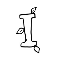 Letter I. Plant style alphabet