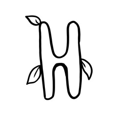 Letter H. Plant style alphabet
