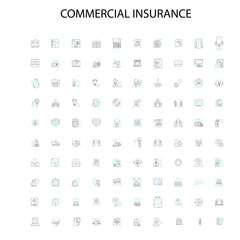 commercial insurance icons, signs, outline symbols, concept linear illustration line collection