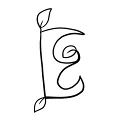Letter E. Plant style alphabet
