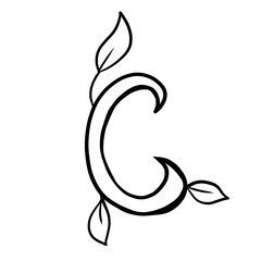 Letter C. Plant style alphabet