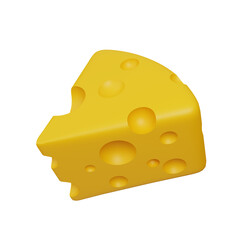 Cheese isolated on white background. Farm and agriculture icon set. Cute cartoon style 3d render illustration.