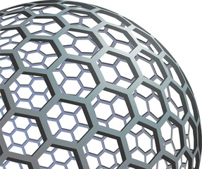 illustration background with buckyball or buckminsterfullerene abstract graphic