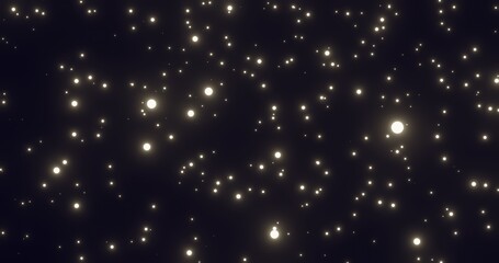 Abstract background sparkles glowing on dark space 3d rendering