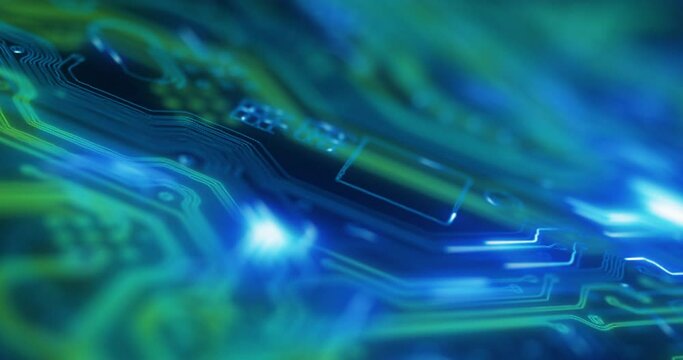 Motherboard, circuit and server software power microchip pattern on an electrical, pc and binary memory network. Future, digital and information technology innovation on futuristic cpu hardware drive