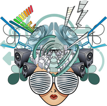 Media head abstract illustration