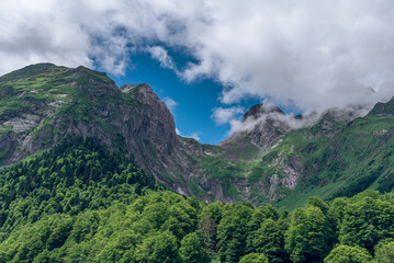 Mountain landscape with clouds (Artiga de Lin, Spain, Vall d'Aran)