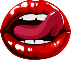 licking sexy red lips illustration