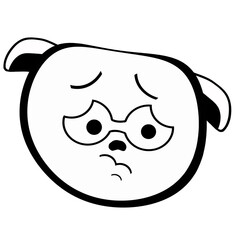 Sad dog isolated on a white background, drawing