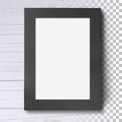 Isolated blank photo frame on the wall