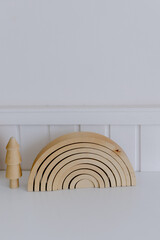 Obraz premium Children's wooden toys. Scandinavian interior