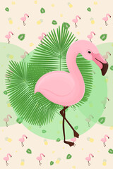 Flamingo poster background pattern, vector