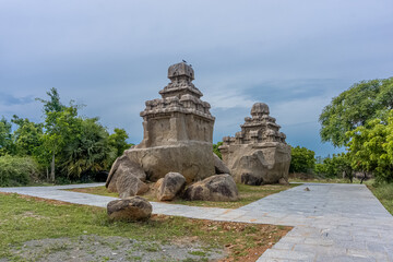 Exclusive Monolithic - Pidari Amman Ratha is UNESCO World Heritage Site located at Great South Indian architecture. World Heritage in South India, Tamil Nadu, Mamallapuram or Mahabalipuram
