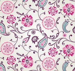 traditional paisley floral pattern, textile , Rajasthan, royal India	