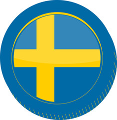 Fototapeta premium Swedish Flag vector hand drawn flag, Swedish krona vector hand drawn
