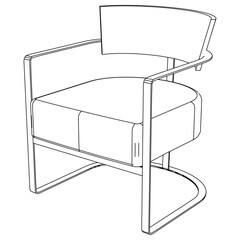 Easy Chair line vector illustration, isolated on white background