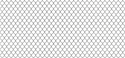 Fototapeta premium Chain link fence with realistic wire mesh, seamless pattern vector illustration. Abstract metal net texture, iron or steel decorative cage, grid prison barrier for safety of forbidden zone background