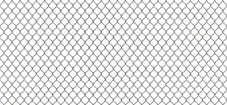 Chain link fence with realistic wire mesh, seamless pattern vector illustration. Abstract metal net texture, iron or steel decorative cage, grid prison barrier for safety of forbidden zone background