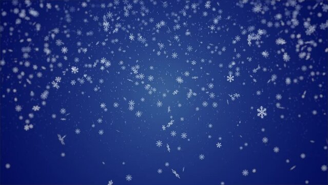 3d render snowflake blue background falling animation