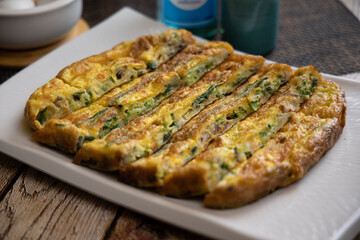 Korean style seafood green onion pancake