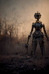 Fototapeta premium Digital drawing of futuristic artificial intelligence robot.