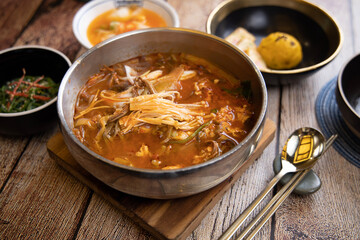 korean food Yukgyejang spicy beef soup