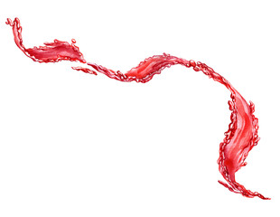 watercolor drawing splash of red juice isolated at white background, hand drawn illustration