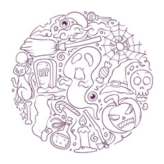 halloween stuff doodle vector illustration