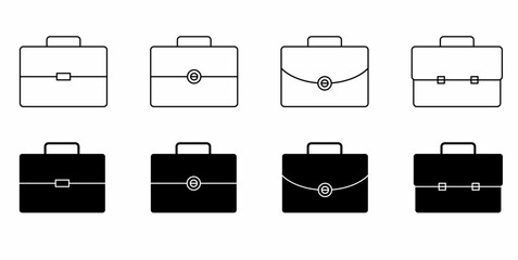 Briefcase icon set isolated on white background.portfolio symbol vector illustration
