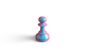 Close-up of a chess pawn on a white background. 3d rendering illustration