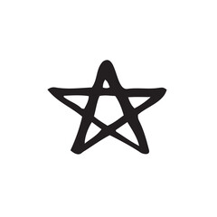 Single element star on the stick in doodle style. Doodle vector illustration.