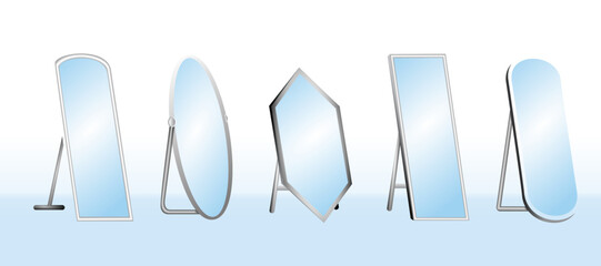 set wooden floor mirror or home styling mirror interior. 