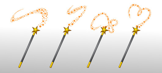 set magic wand gold and silver or miracle magical wand with star. 

