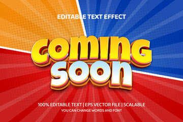 Coming soon Cartoon comic 3d style Editable text effect