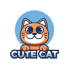 Vector illustration of a cute cat. Suitable for logos, mascots and more.